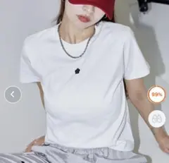 MARY QUANT×PUBLUXマリークワント ワンポイント刺繍ロゴTシャツ