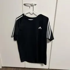 adidas 黒 半袖シャツ 3本ライン　Oサイズ