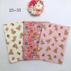 25×35ランチョンマット 3枚セット 女の子 くま テディベア ティーカップ