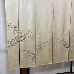 竹と花のアイボリー暖簾、のれん横〜103–丈〜140!