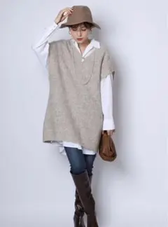 美品 アルページュ ストーリー モヘヤ混ニット ベスト