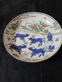 u144-2　時代品　古染付赤絵角皿8枚　R u144-2　時代品　古染付赤絵角皿8枚　R