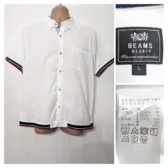 BEAMS HEART ビームスハート　ボタンダウン半袖シャツ　袖・裾リブ　L