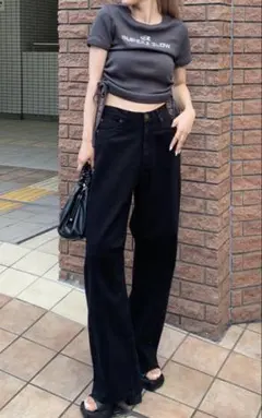 GRL フリンジフレアパンツ　ブラック　新品未使用タグ付き