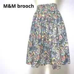 M&M brooch リバティープリント ひざ丈フレアスカート ギャザースカート