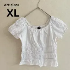 art class ホワイト 白 フリル ショートスリーブシャツ XL パフ袖