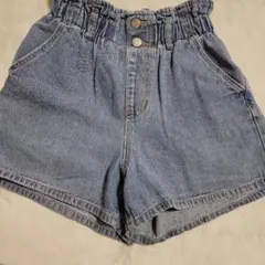デニムブルー ゴム入りウエスト ショートパンツ　150㎝