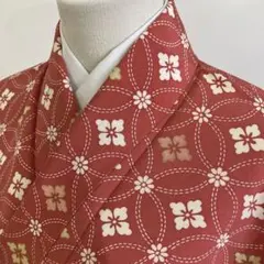 【マ】184d 着物 小紋 花七宝文様