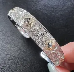 カレン族シルバー９２５バングル、タイ銀アクセサリー