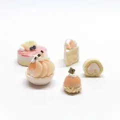 ミニチュア桃スイーツセット　☆　ミニチュアスイーツ　ミニチュアフード