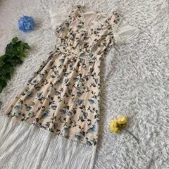 新品未使用　Valmuer ロングシャツワンピース　花柄　ベージュ　レース　S
