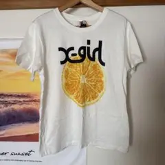 X-girl エックスガール フルーツ　オレンジ　Tシャツ　ホワイト　白