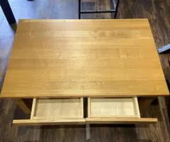 大阪京都限定 無印良品 無垢材ローテーブル タモ材　引き出し付き