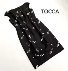 トッカ*花柄刺繍ワンピース 黒 ラメ 清楚 上品 Aライン