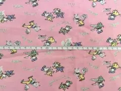 【送料込】USAヴィンテージ コットン ピンク色子豚・狼柄 30cm*20cm
