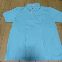 GU 水色 半袖 ポロシャツ 胸ポケット付き