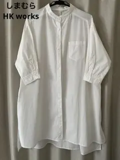 しまむら　HK worksホワイトロングシャツ ポケット付き　Mサイズ