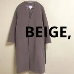 BEIGE, ベイジ Vネックノーカラー ガウンコート こげちゃ ブラウン系