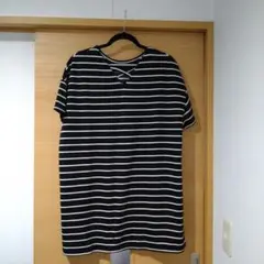 ボーダーTシャツ、ボーダーチュニック、襟デザイン、未使用