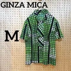GINZA MICA Lady TOKYO 半袖ブラウス 花柄 緑 9号 レトロ