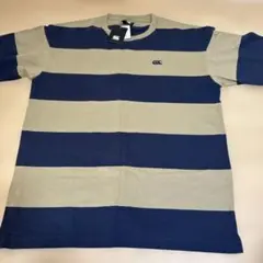 canterbury ストライプTシャツ L ネイビー/ベージュ