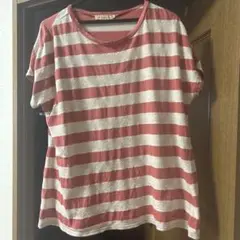 CROCODILE 赤と白のストライプ 半袖Tシャツ