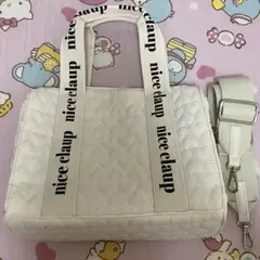 nice claup ハートキルティングトート ホワイト