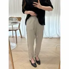 ジョガーパンツ レディース きれいめ 裾リブスリット パンツ ボトムス 女性