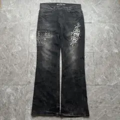 redpepper studs flare black denim y2k