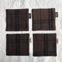 コースター4枚セット(ブラウンチェック)
