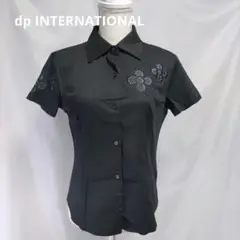 dp INTERNATIONAL ブラック 半袖シャツ 花柄刺繍