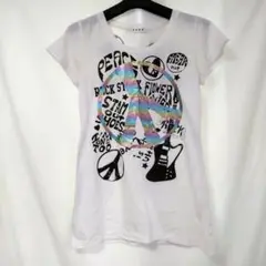 美品✨半袖ロングTシャツ ピースマーク 白 M
