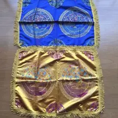 刺繍　敷物　マルチカバー フリンジ付き　2枚セット　まとめ売り