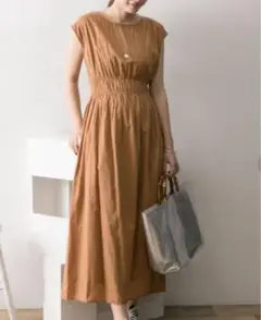 URBAN RESEARCH ウエストシャーリングマキシワンピース ブラウン