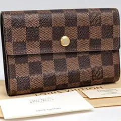 【美品】ルイヴィトン ダミエ ポルトフォイユ アレクサンドラ 三つ折り財布