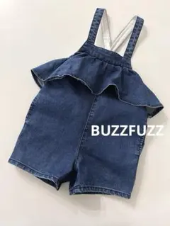 BEBE BUZZFUZZフリルデニムサロペットベビーオーバーオールべべ95cm