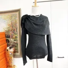 美品 PRADA プラダ ケープデザイン ビジュー セーター トップス