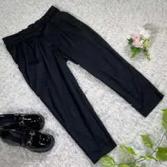 スラックス　『L』　ブラック　ストレッチパンツ　無地　ウエストゴム　伸縮性　運動