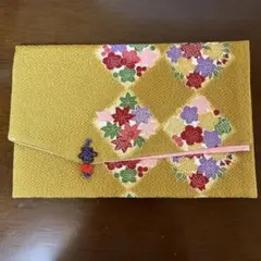 黄色 花柄刺繍 御朱印帳カバー