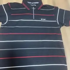 Munsingwear ストライプ ポロシャツ ハーフジップ L
