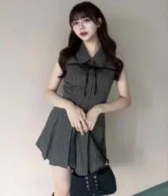 OLIVE des OLIVE ノースリーブシャツミニワンピース グレー