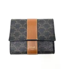 美品 CELINE スモールトリフォールド ウォレット トリオンフ タン 現行品