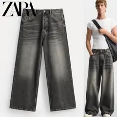 極美品 ZARA スーパーバギーフィットジーンズ USA 29 グレー