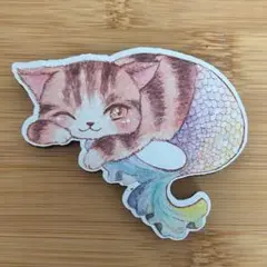 ミャウメードシリーズ /水彩/ナギノユカオリジナルデザイン 猫と人魚マグネット