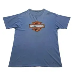 2006年 ハーレーダヴィッドソン Tシャツ 水色 両面プリント ロングホーン