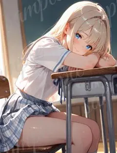 b196 かわいい イラスト 黒髪 アニメ A4ポスター