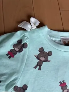 新品 くまのがっこう 切替半袖Tシャツ 90バースデイ ミントグリーン淡緑