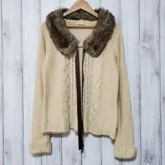 axes femme アクシーズファム (M) フェイクファー付ニット 取外し可