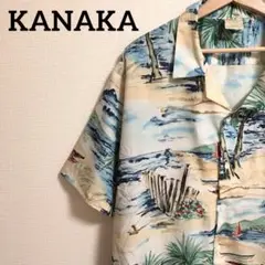 KANAKA　アロハシャツ　青系　XL〜2XL　ビーチ　メンズ