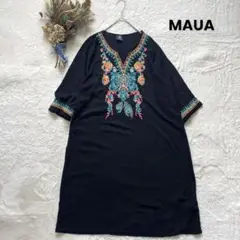 MAUA 刺繍入りチュニックワンピース チロリアン レーヨン アジアン